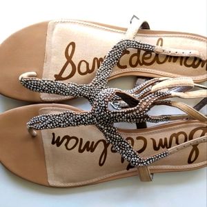 Sam Edelman Nahara Size 7.5 Beaded Beige Sandal